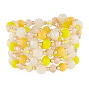 GREENBEADS Vintage-Inspired Yellow Beaded Wrap Bracelet